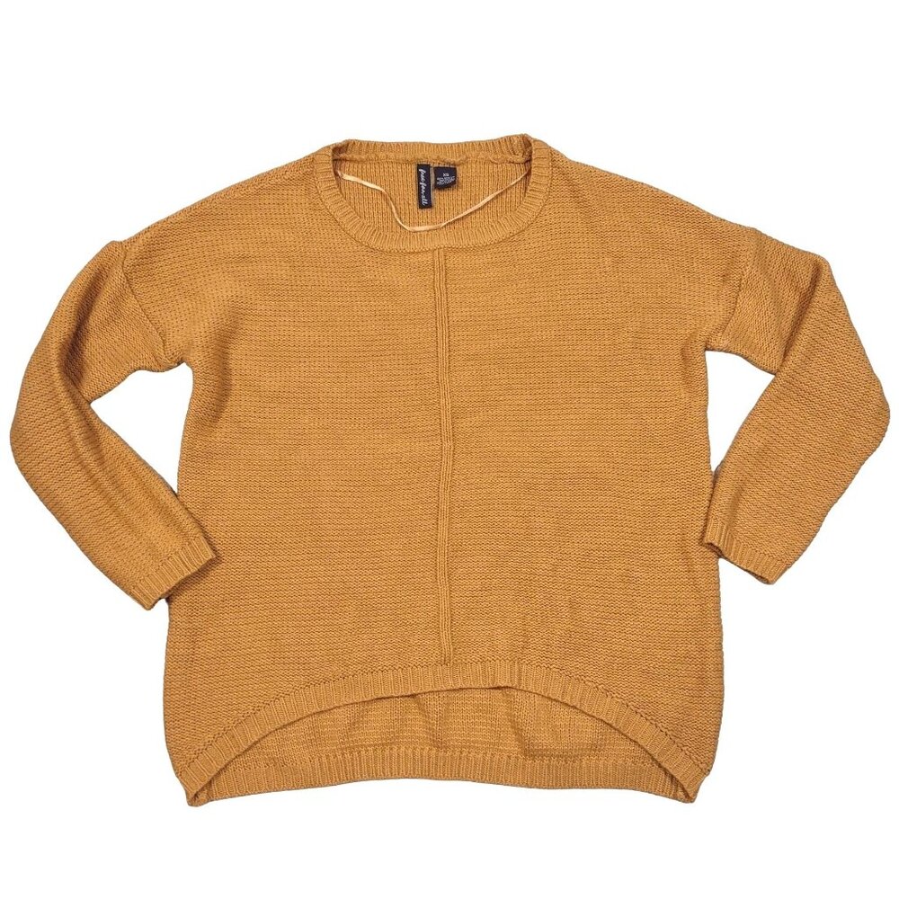 Free For All Sweater Mustard Yellow Drop Shoulder Medium Knit Fall Womens XS